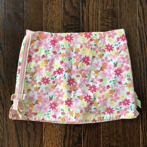Lilly Pulitzer Girls 6X Pink/Green Floral Cotton Jacquard Side Ribbon/Bow Skort